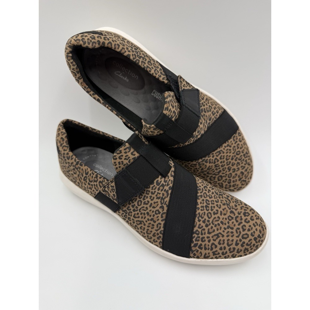 Clarks Kayleigh Charm Leopard Cheetah Print Slip on Adjustable Close Sz US 10M